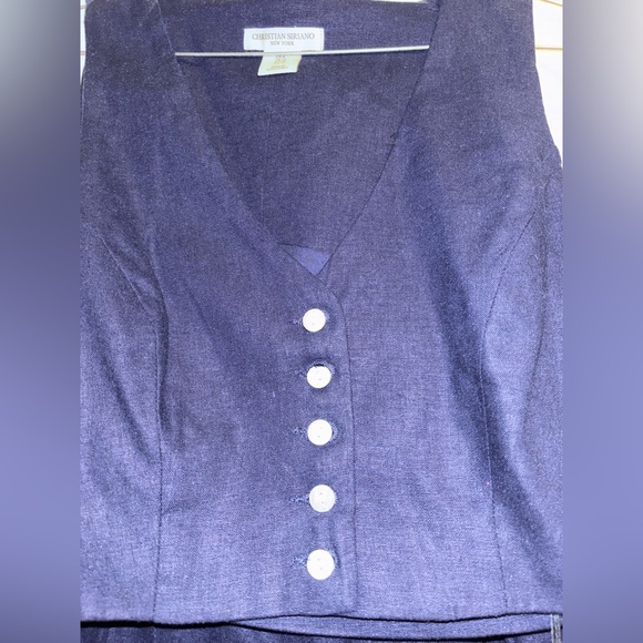 💙🦋NWT- Christian Siriano Wide Leg Linen Pants and Vest Set Navy Blue - Size 8 - Picture 5 of 8